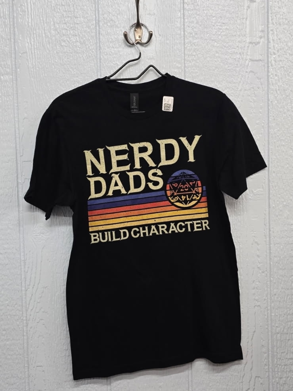 New Nerdy Dads Build Character Black Graphic Tee
